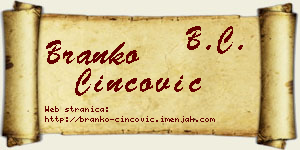 Branko Cincović vizit kartica
